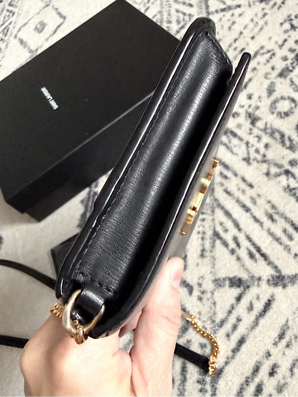 SOLD❗️YSL Cassandre mini black gold monogram chain crossbody bag phone holder - Picture 11 of 14